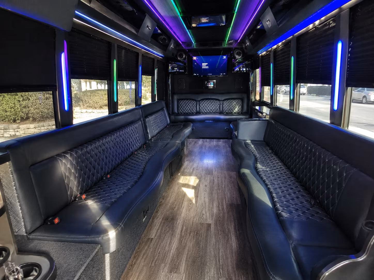 corona 15 passenger party bus interior