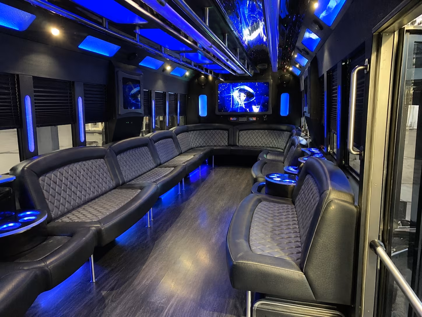 corona 28 passenger party bus interior