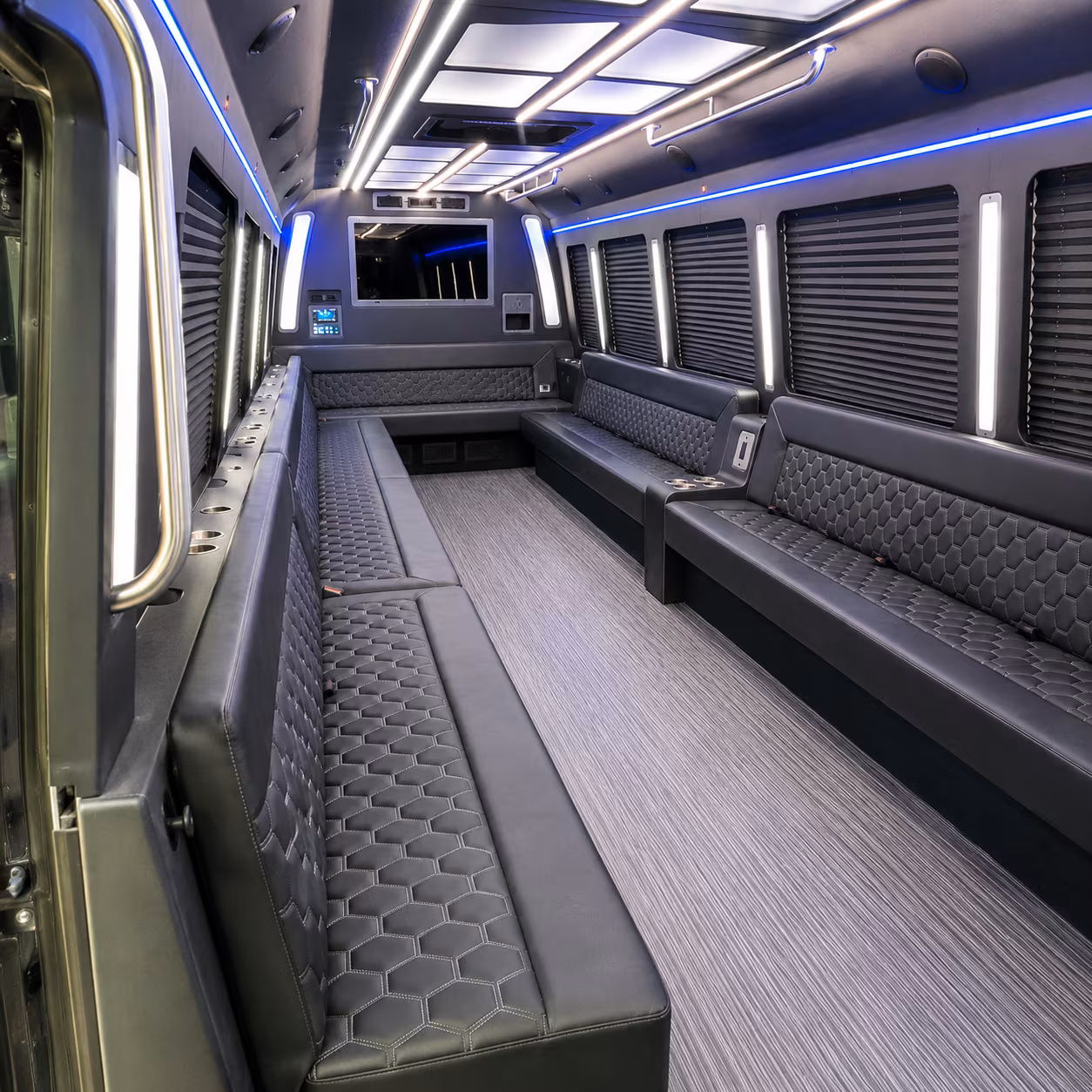 corona 40 passenger party bus interior